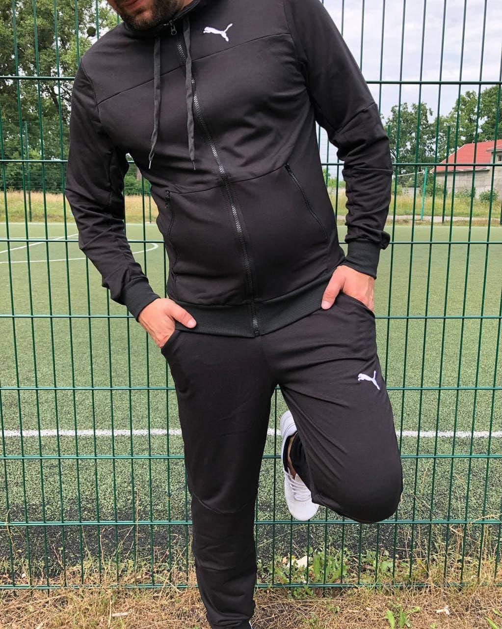 

Черный мужской спортивный костюм Puma. Мужской спортивный костюм Puma черного цвета