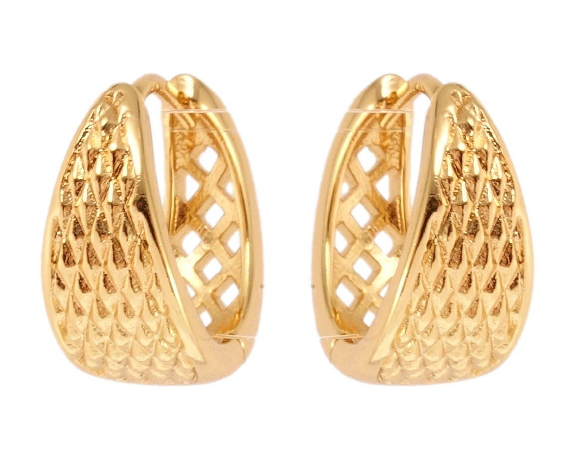 

Серьги XP Позолота 18К колечки "Ромбовый орнамент тиснением"