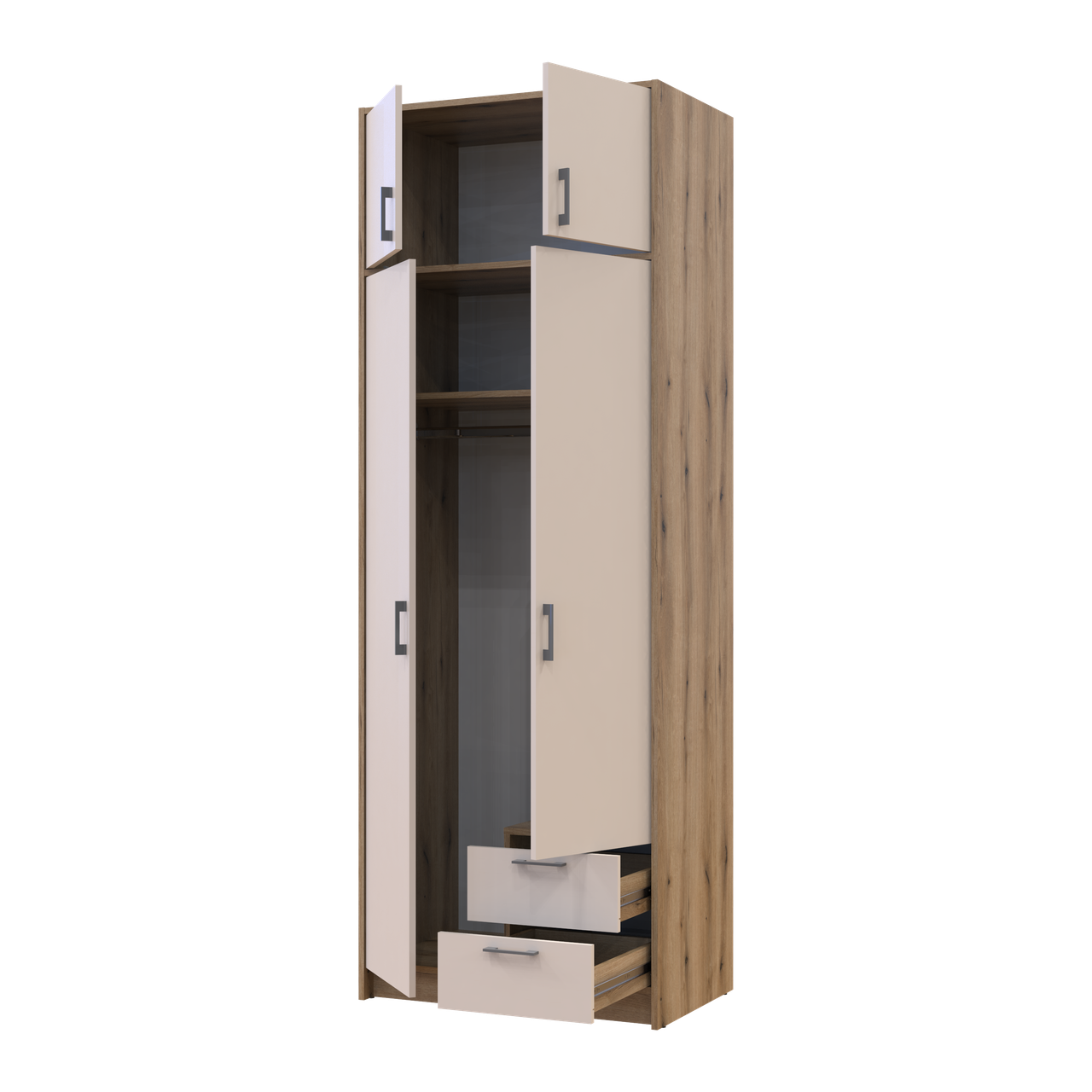 Розпашна Шафа для одягу Doros Ронді з антресолею Дуб Артізан/Кашемір 2ДСП 82х52х236 (80737809) 2