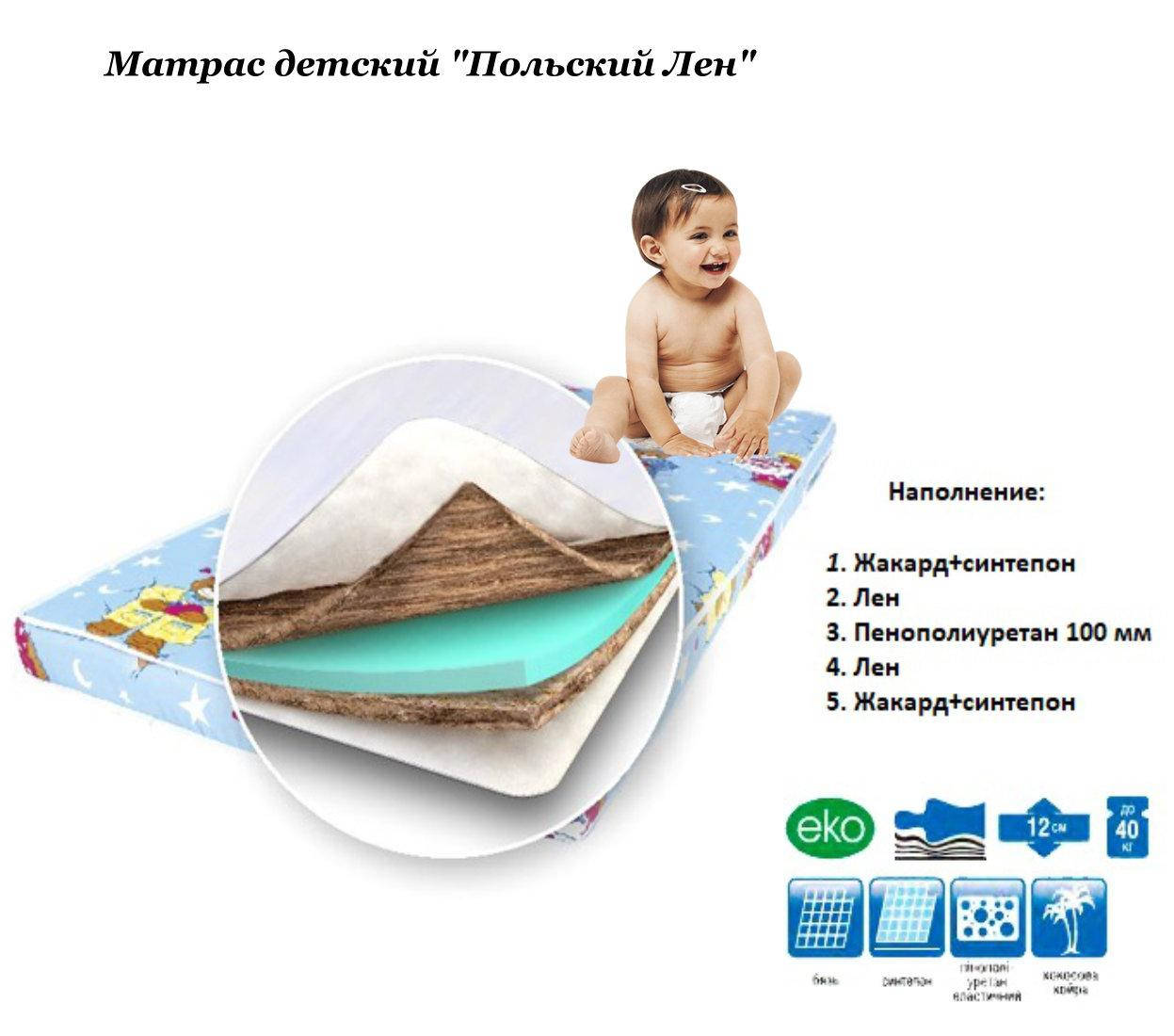 

Матрас детский Польский лен 70х140