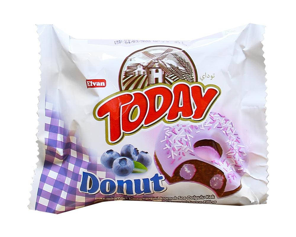 

Пончик бисквитный черничный Elvan TODAY DONUT BLUEBERRY, 50 г