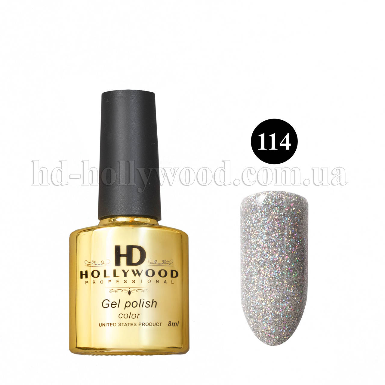 

Гель лак 114 Серый Шиммер HD Hollywood 8 ml