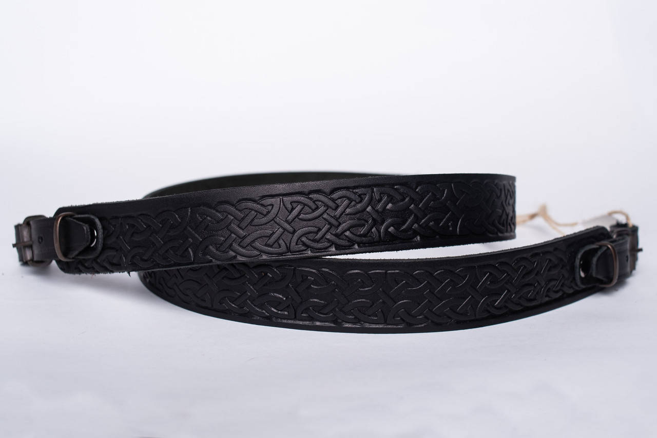 

Ремень на ружье прямой кожа тисненая №4 черный