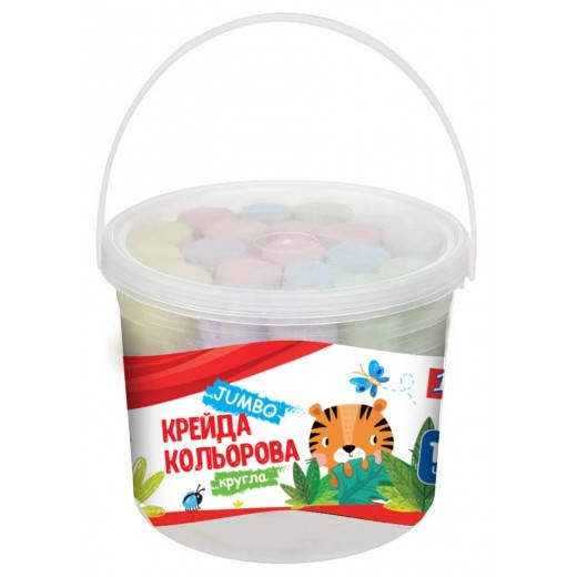 

Мел цветной 1Вересня 12 шт. JUMBO в ведре "Zoo Land", Разные цвета