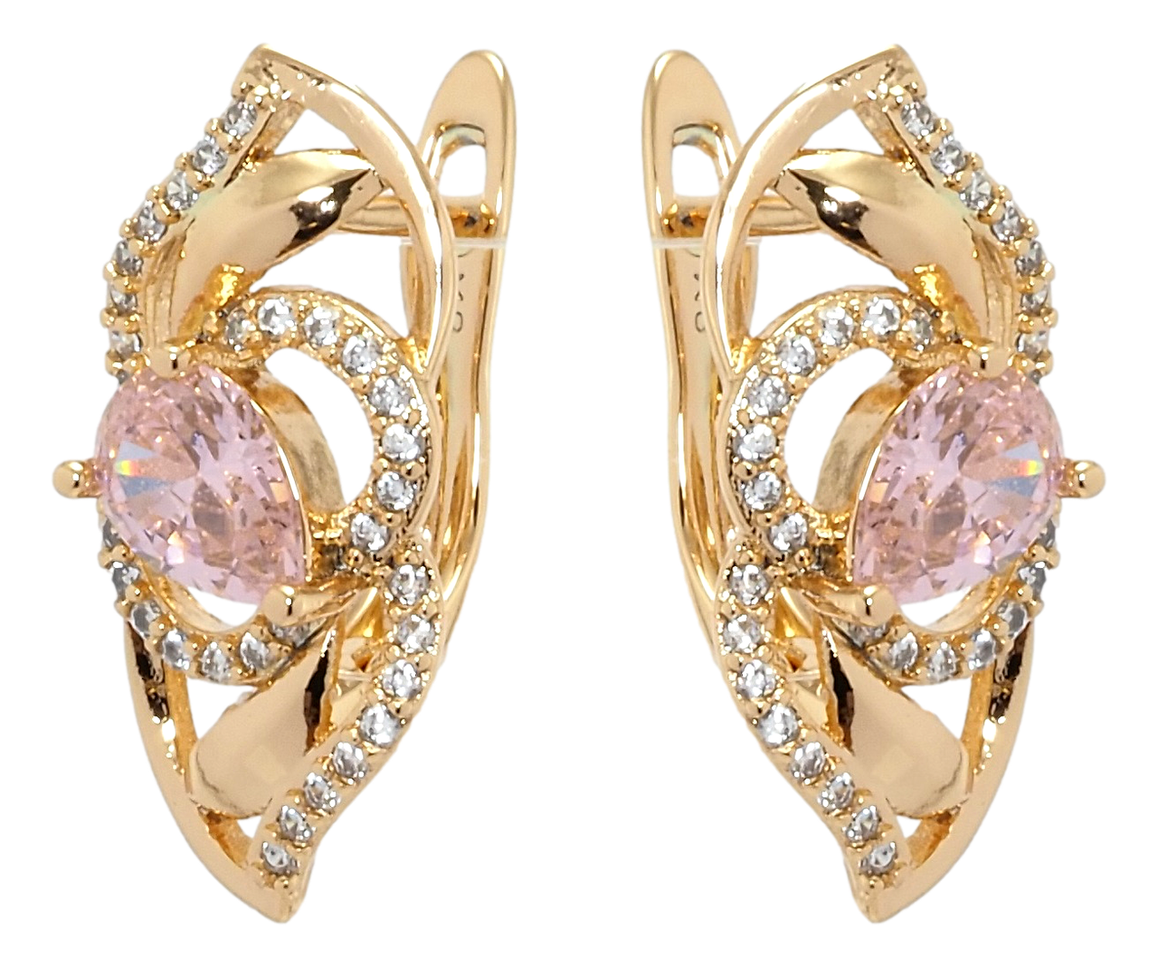 

Серьги XP Позолота 18К английский замок "Цветочная композиция с нежно розовым фианитом"