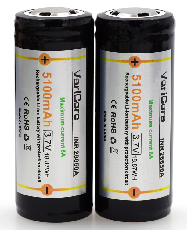 

Аккумуляторы 26650 VariCore INR26650А 5100mAh с платой защиты