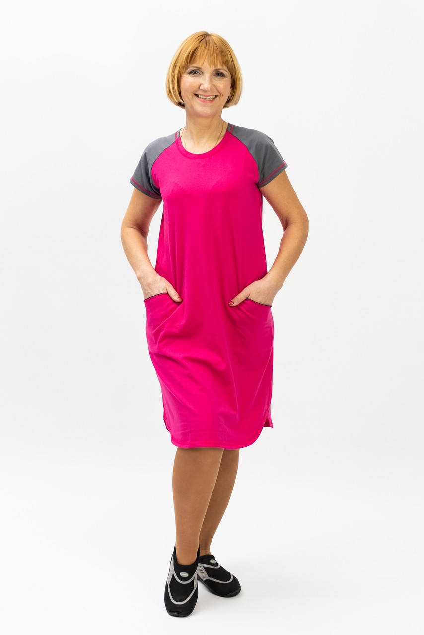 

Женское спортивное платье из трикотажа розового цвета батальные размеры от производителя