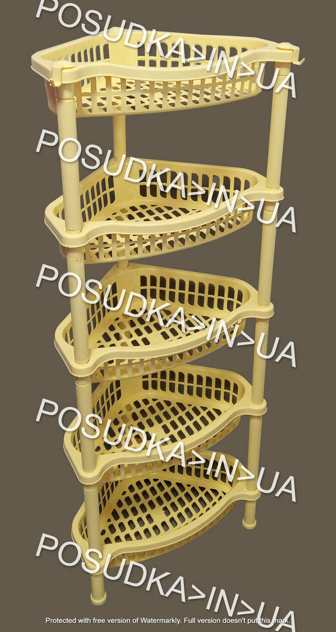 

Напольная угловая этажерка из пластика EFE Plastics 5 ярусов бежевая