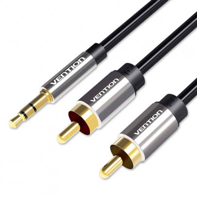

Аудио кабель Vention mini jack 3.5 mm на 2 RCA (тюльпаны) 1,5 метра (Черкассы), Черный