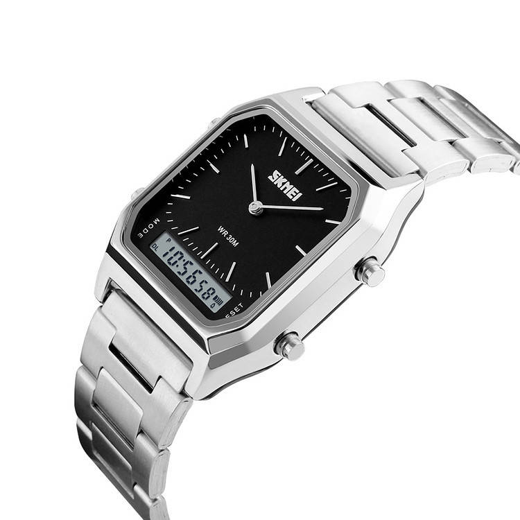 

Мужские часы Skmei 1220 Tango серебристые с черним циферблатом