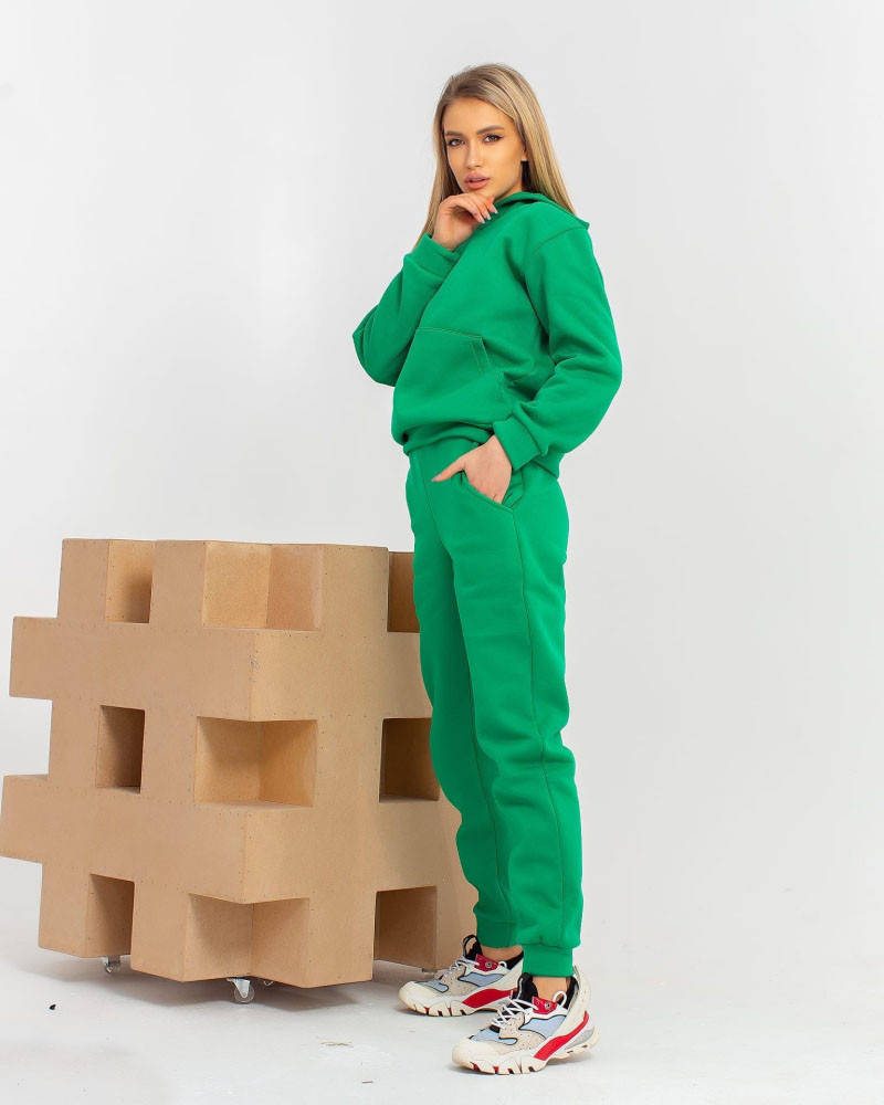 

Женский спортивный костюм из трехнитки на флисе цвет трава SKL92-356496