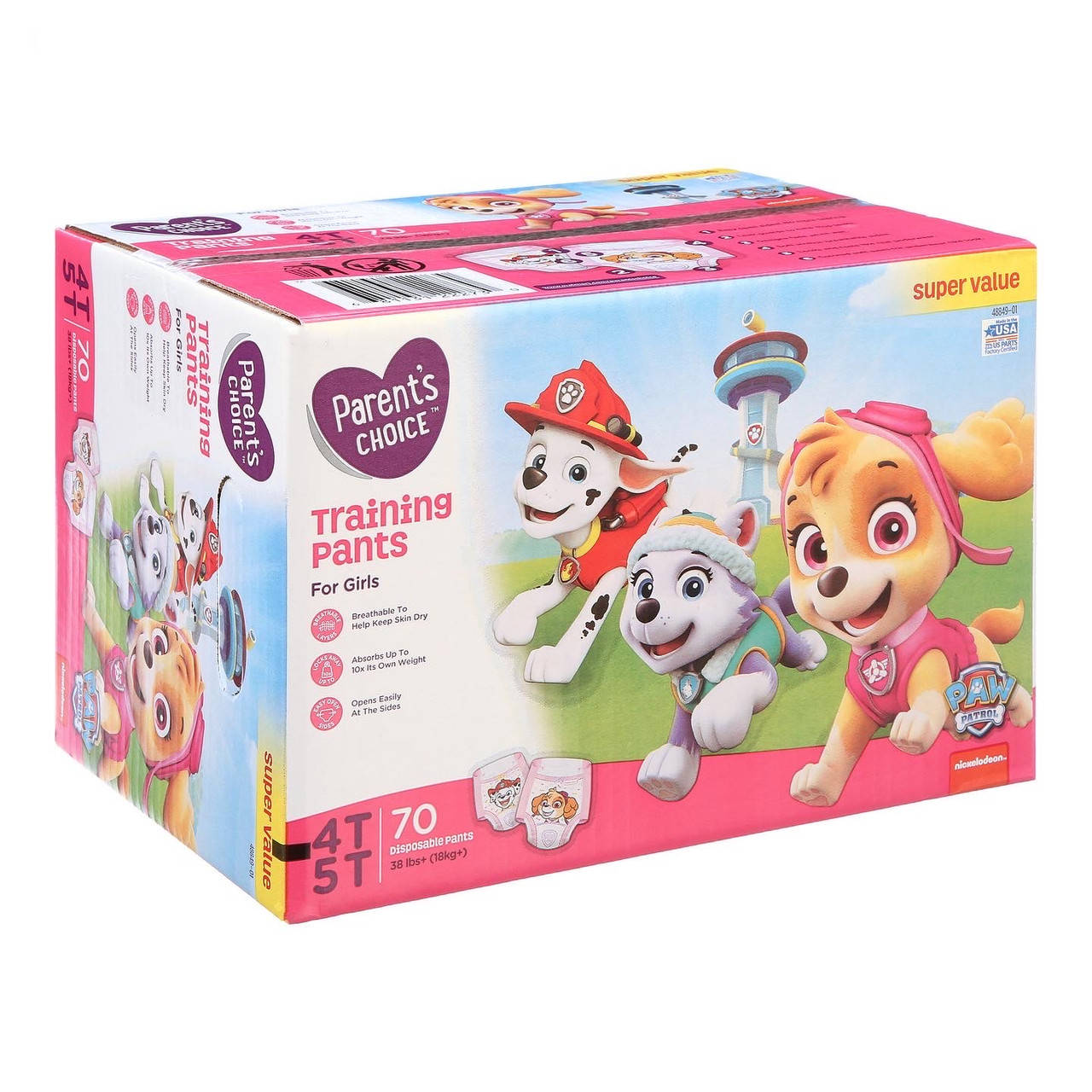 

Подгузники-трусики Parents Choice щенячий патруль 6 (18+кг) 70шт, Розовый