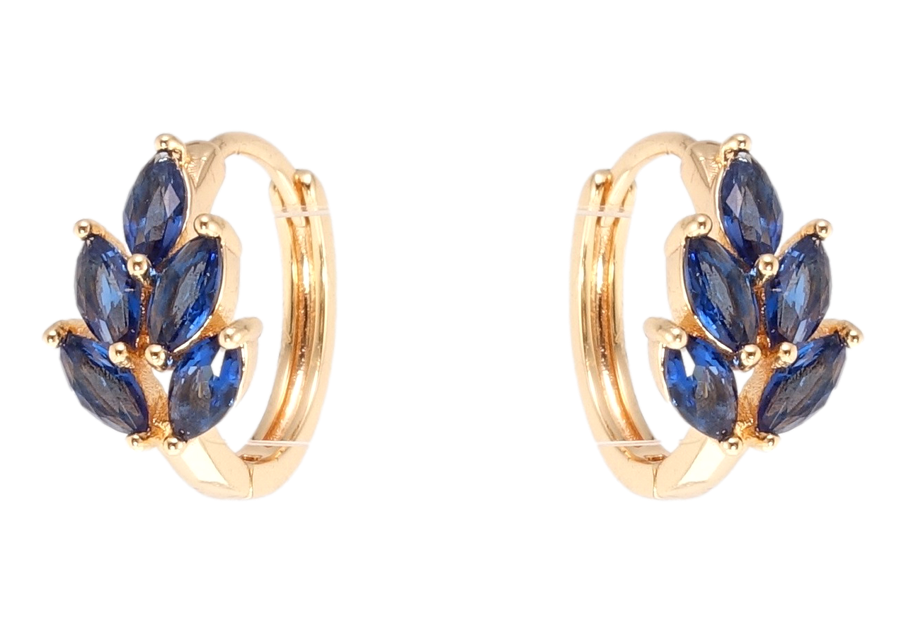 

Серьги M&L желтый оттенок колечки "Веточки из синих фианитов"