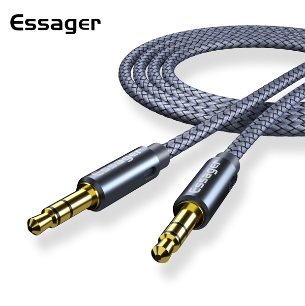 

Аудиокабель ESSAGER удлинитель jack 3.5мм (папа-папа) 3метра, Серый