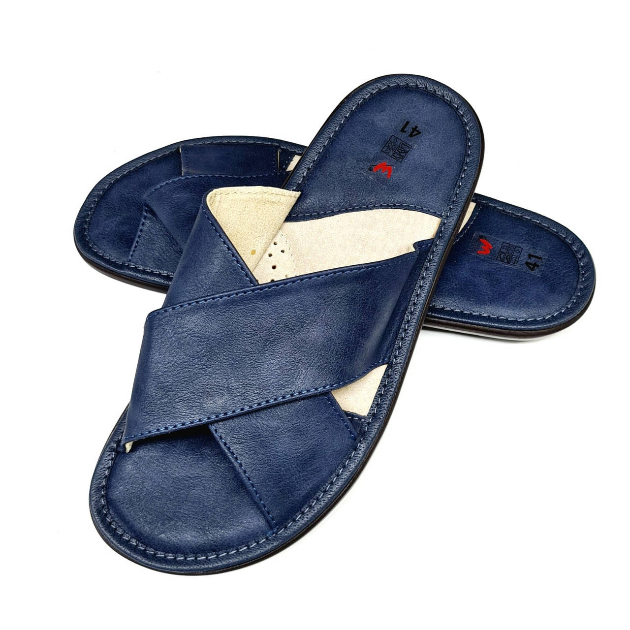 

Вуличні шкіряні чоловічі капці "Wojciak" відкриті 45, Синий