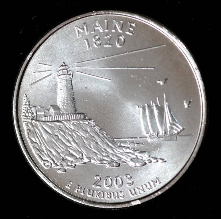 

Монета США 25 центов 2003 г. Мэн