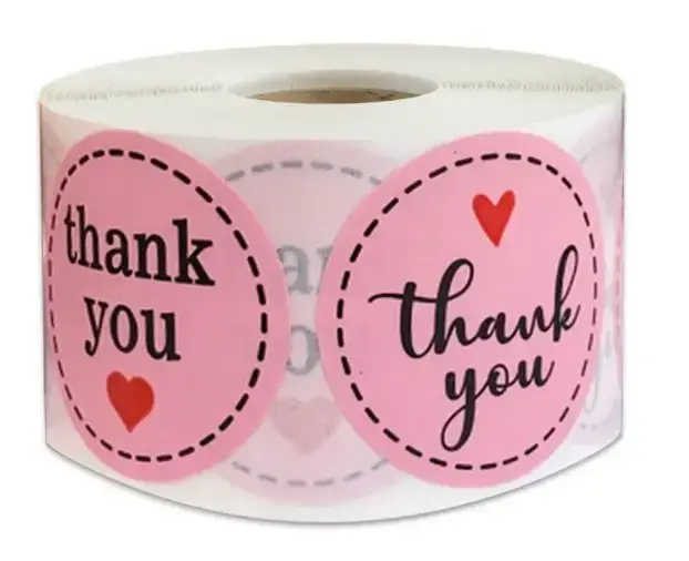 

Наклейки d=2,5 "Thank you" розовая 500 шт, Голубой