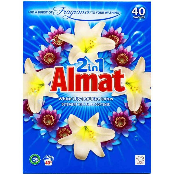 

Стиральный порошок Almat 2 в 1 белая лилия и голубой лотос, 2,6 кг (40 стирок)