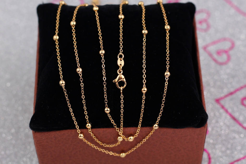 

Цепь Xuping Jewelry якорная с шариками 55 см 1 мм золотистая