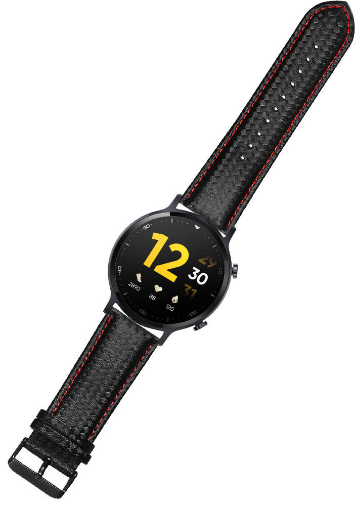 

Кожаный ремешок Carbon для Realme Watch S (22 мм) Черно-красный