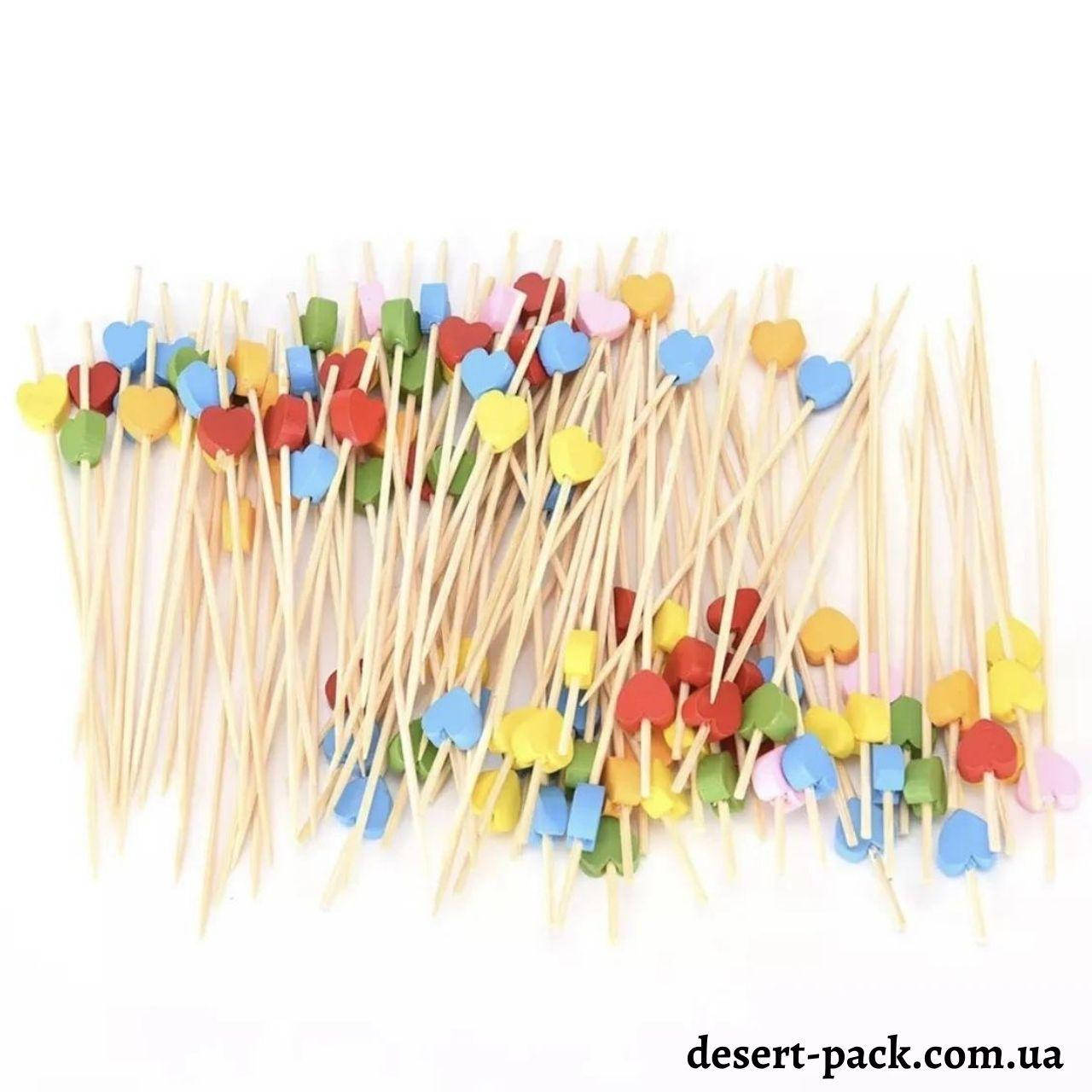 

Шпажки для канапе «Сердца» 120 мм (100 шт.) асорти цветов