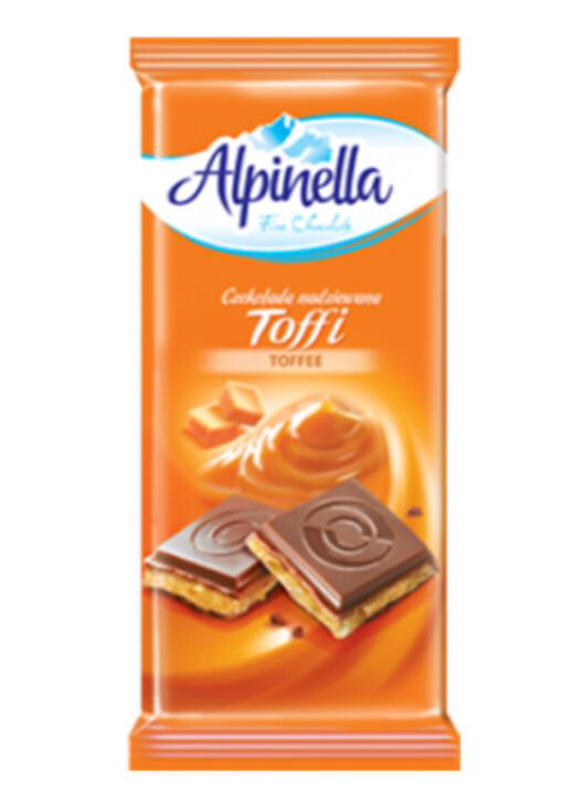 

Шоколад молочный с карамелью Alpinella Toffee 90грам