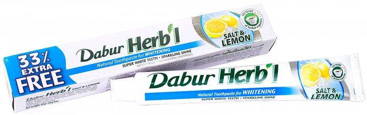 

Зубная паста Dabur Herb'l Отбеливающая "Соль и Лимон" 60 г + 20 г