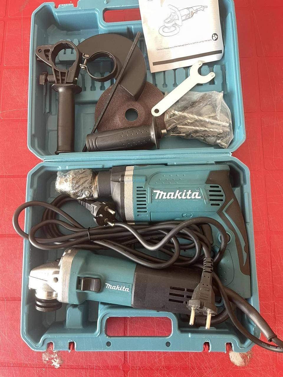 

Макита набор 2 в 1 Болгарка и Дрель Makita с комплектом инструментов в кейсе