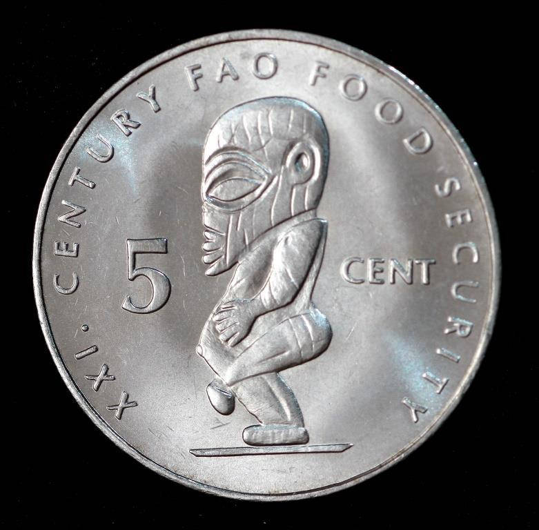 

Монета Островов Кука 5 центов 2000 г. ФАО