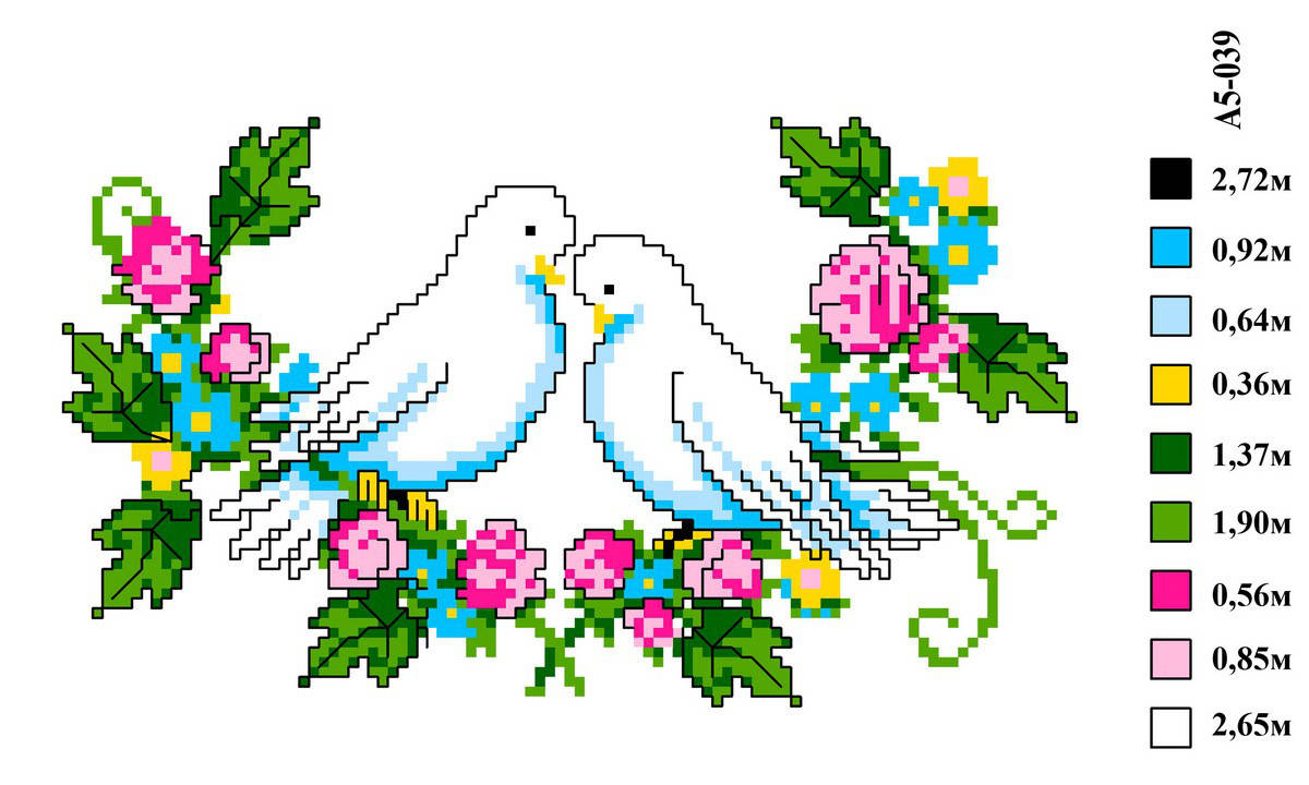 

Набор канва с нитками А5 039 Голуби