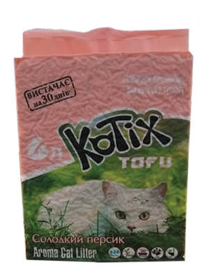 

Наполнитель для кошачьего туалета Тофу с ароматом сладкого персика Kotix Tofu 6 л