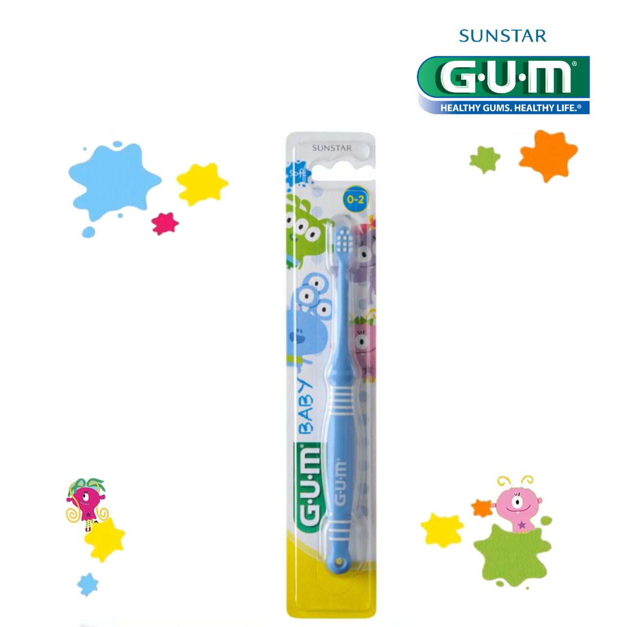 

Зубная щетка GUM BABY MONSTER (0-2 лет) голубая