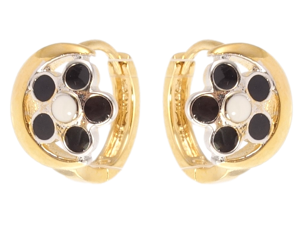 

Серьги Xuping Позолота+Родий колечки "Цветок черно-белая эмаль"