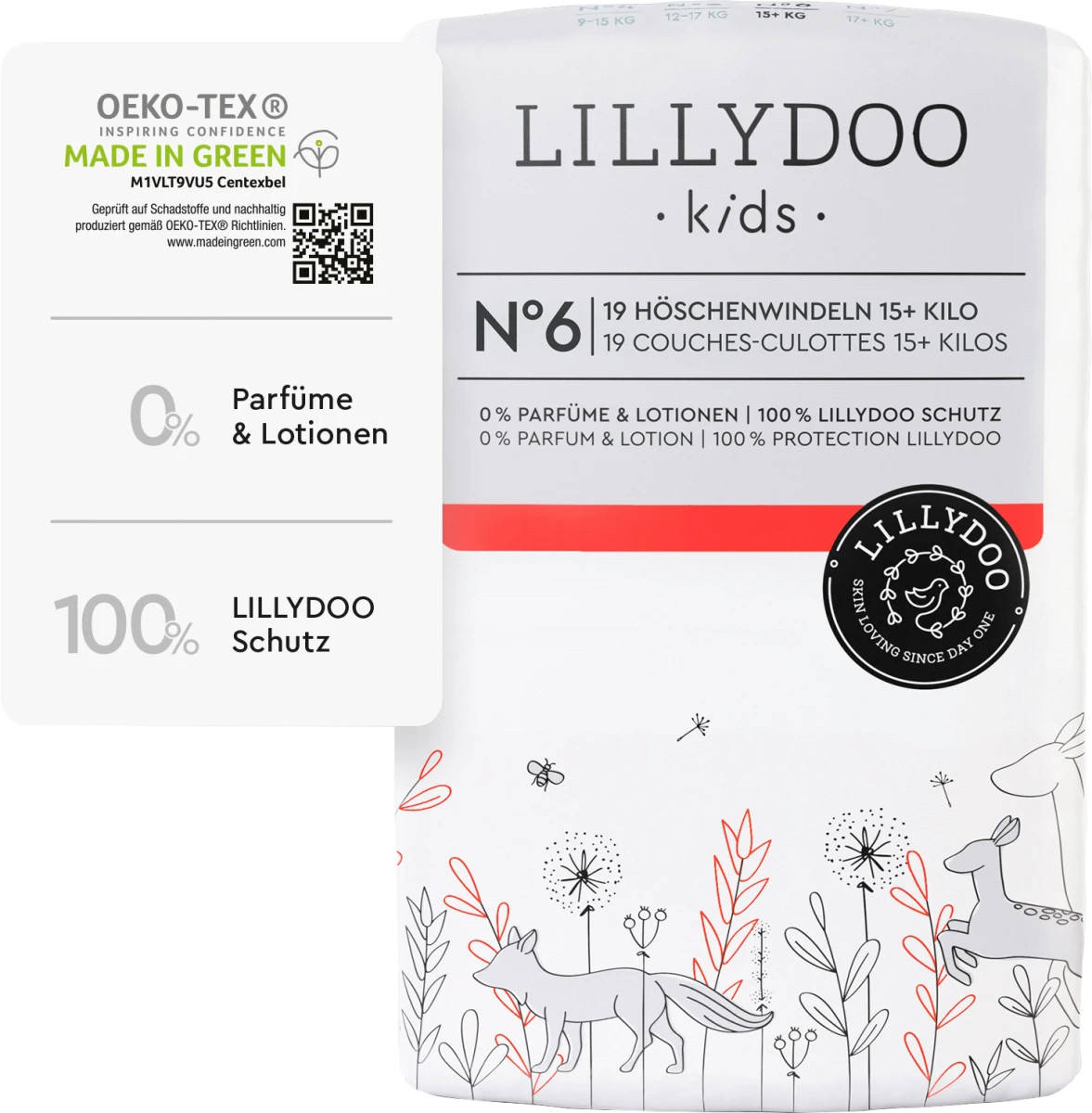 

Подгузники-трусики Lillydoo 6 (15+кг) 19шт, Белый