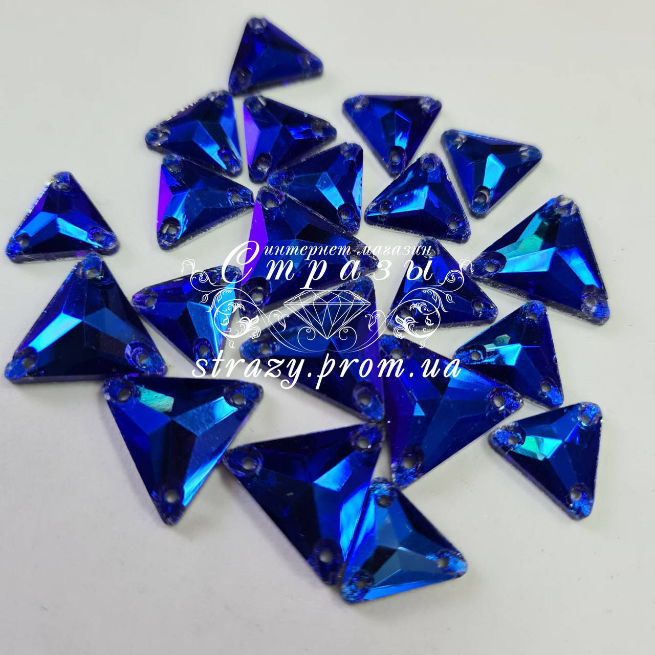 

Стразы Треугольник 12мм. Sapphire AB Эконом
