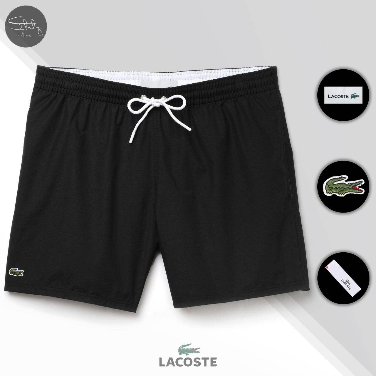 

Пляжные шорты Lacoste однотонные(чёрные) M, Черный