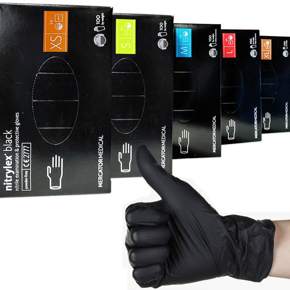 

Черные нитриловые перчатки Nitrylex® PF BLACK, Черный