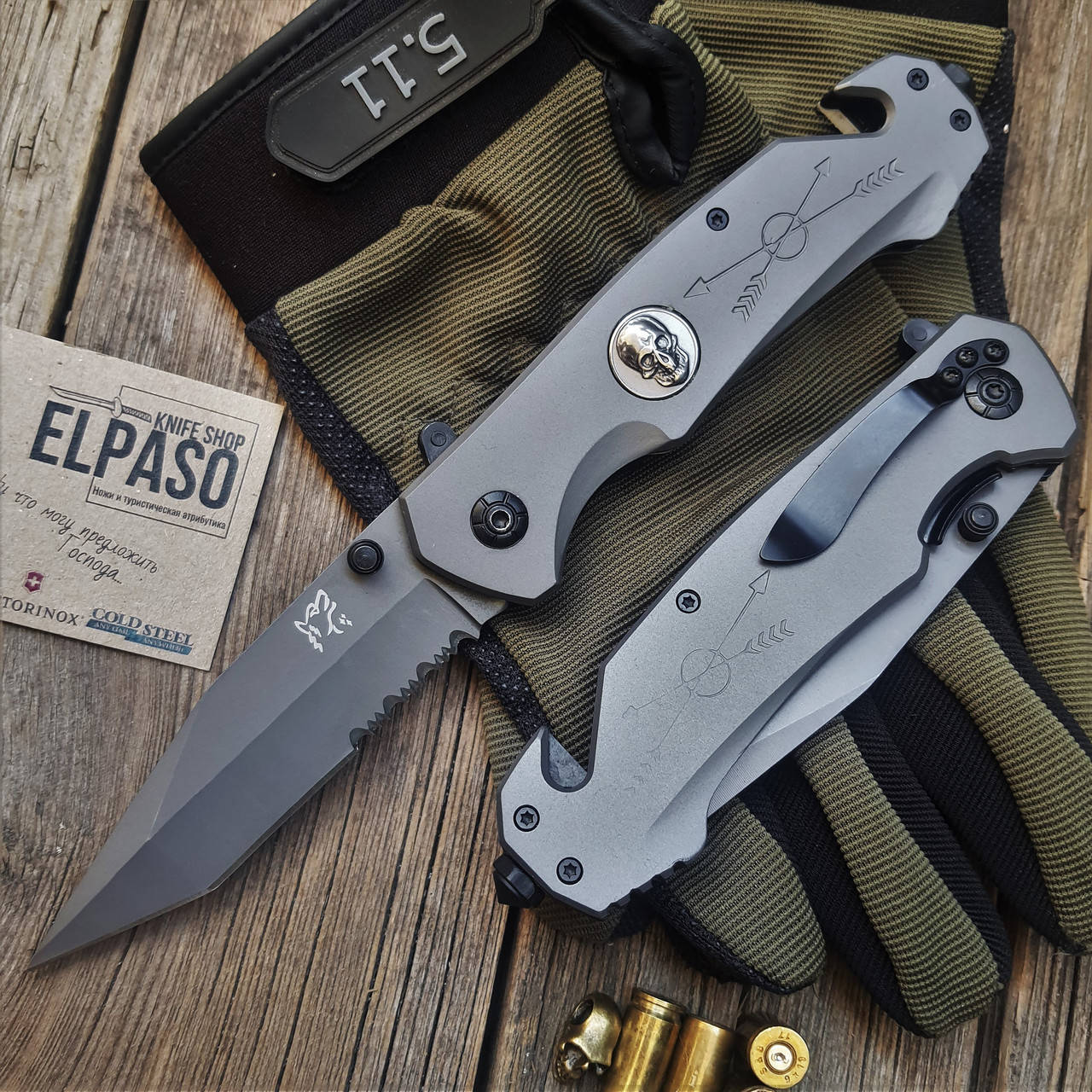 

Тактический складной нож S-Tanto 22, полусеррейтор. Сталь 7Cr17, Черный