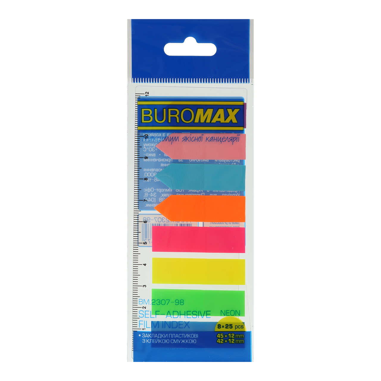 

Закладки пластиковые NEON с клейким слоем 45x12 мм 42x12 мм 8 цв по 25 л