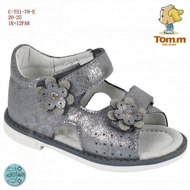 

Босоножки Сандалии Девочка ТМ Tom.m Каблук Томаса 20-25 р, Серебристий
