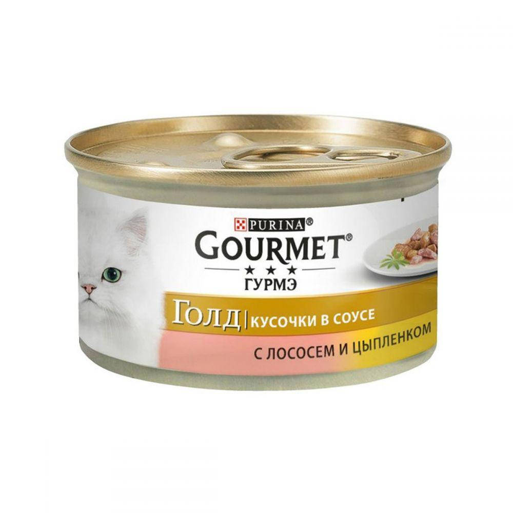 

Gourmet Gold (Гурмет Голд) кусочки в соусе с лососем и цыпленком 85 г