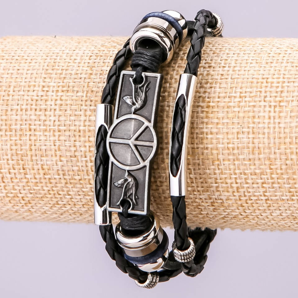 

Браслет "Мир" L-21см s-15мм эко кожа черная