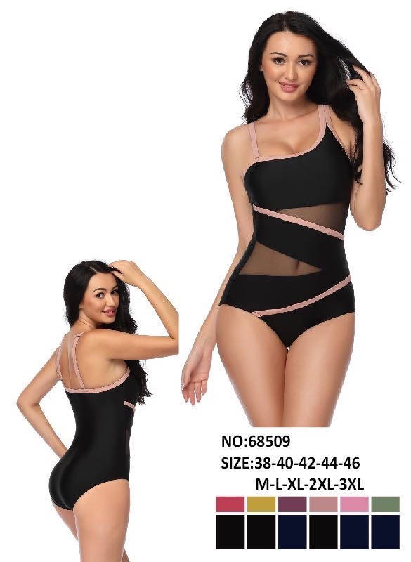 

Жіночий суцільний купальник Fuba 68509 в асортименті з прозорими вставками. Розміри 38-46. Черный, 46