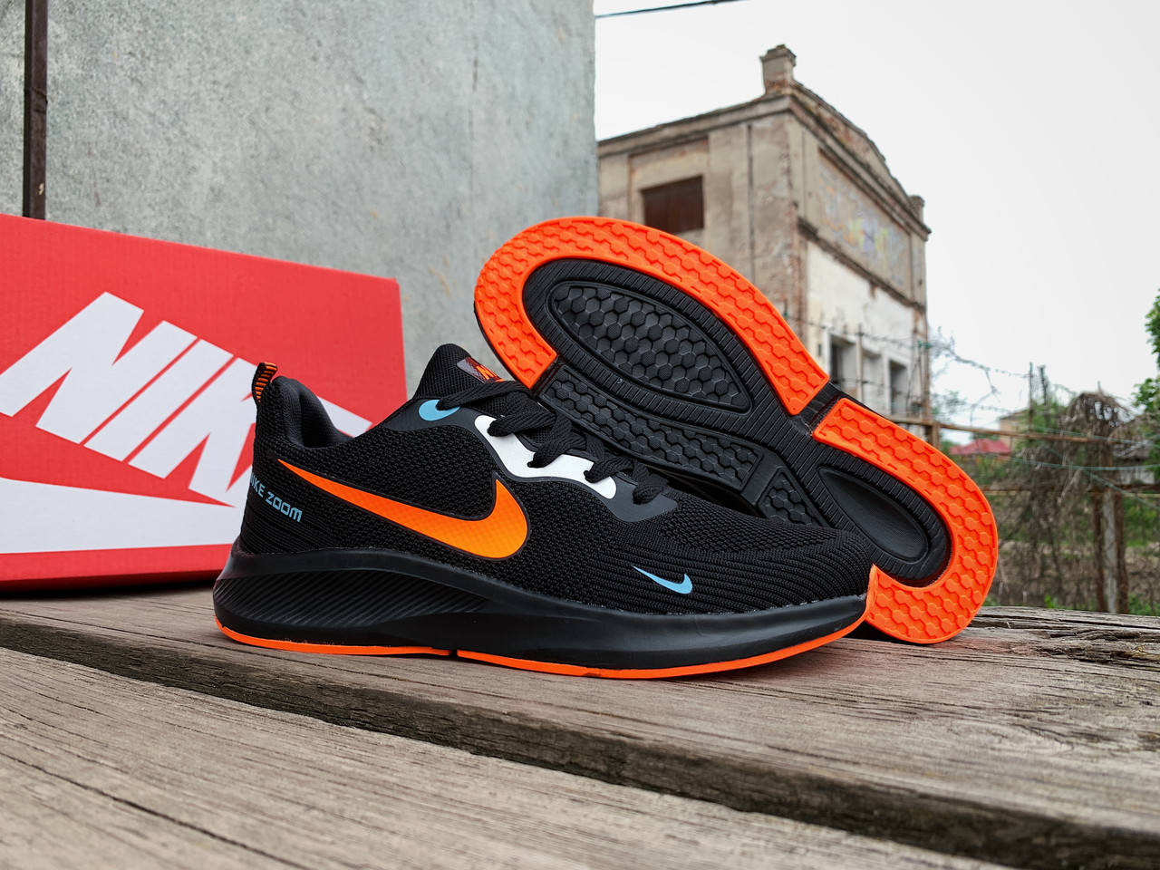 

Мужские кроссовки Nike Zoom Black Orange черные с оранжевым, Черный