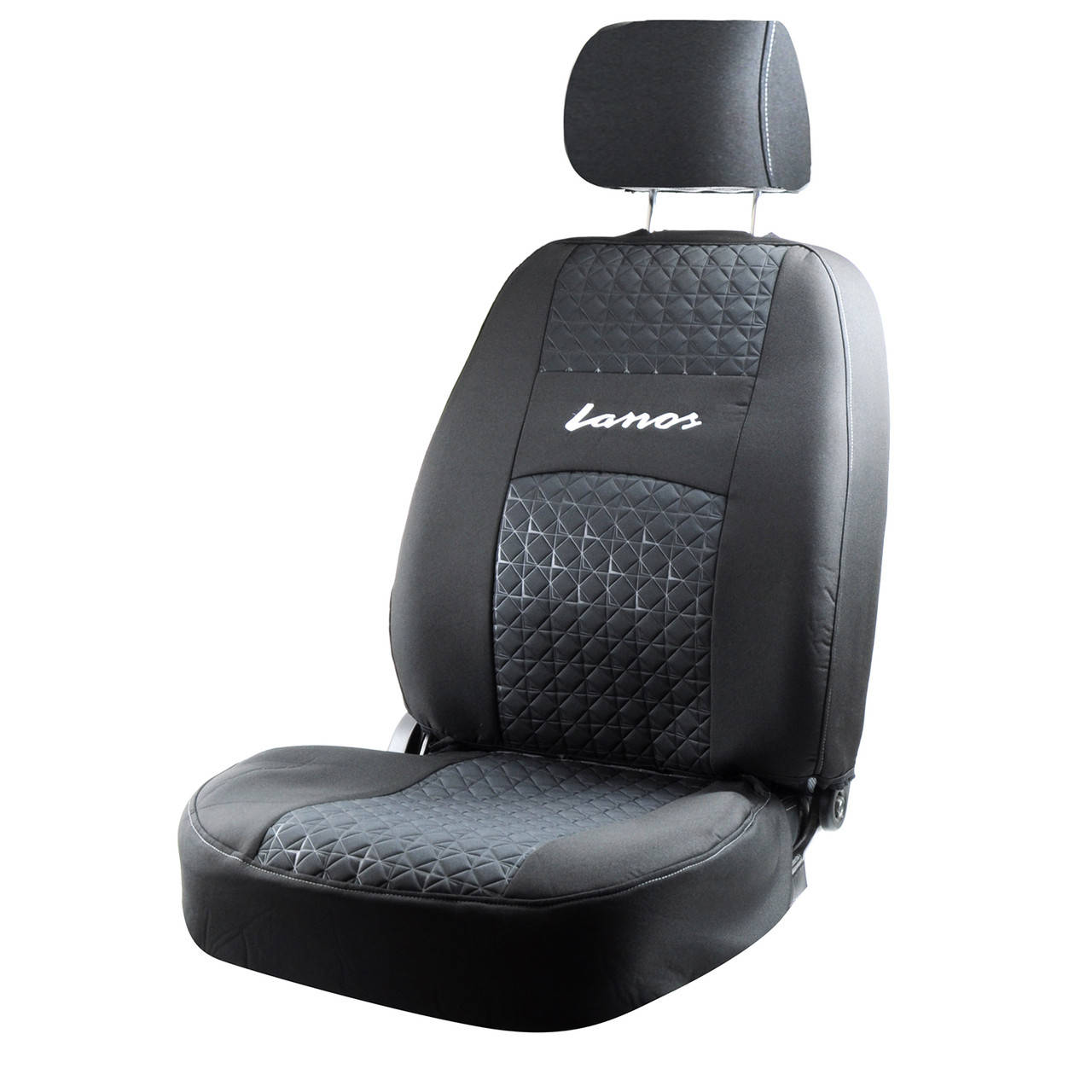 

Чехлы на авто сиденья Daewoo Lanos (черные с ромбами, полный комплект)