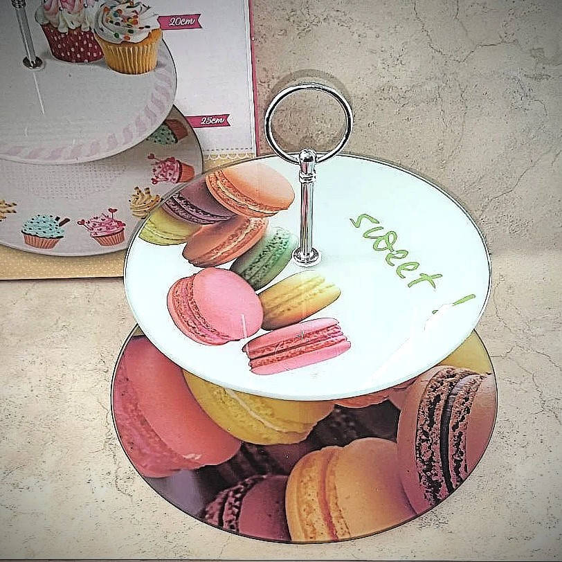 

Этажерка стеклянная двухъярусная HLS Макаруны 25 см (6850)