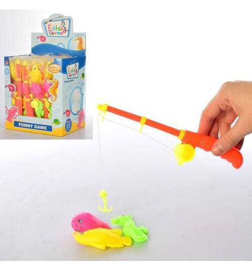

YLB20 Игрушка Рыбалка, удочка22,5см, морские обитат3шт, 7см, 18шт в дисплее, 21-23,5-16см