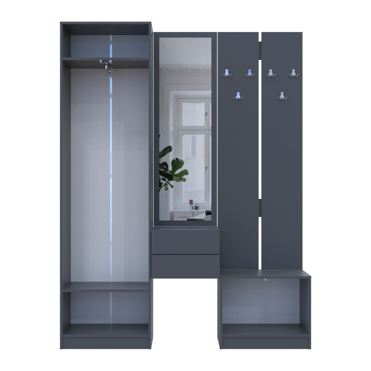 Передпокій Doros Сола Графіт/Сірий ДСП / дзеркало 165х40х215 (42005146) 7