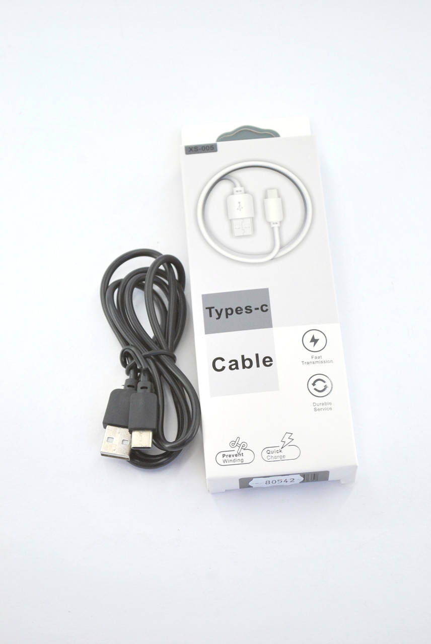 

Кабель Usb Type-C XS-005 2.1A 1m (круглый) Black, Черный