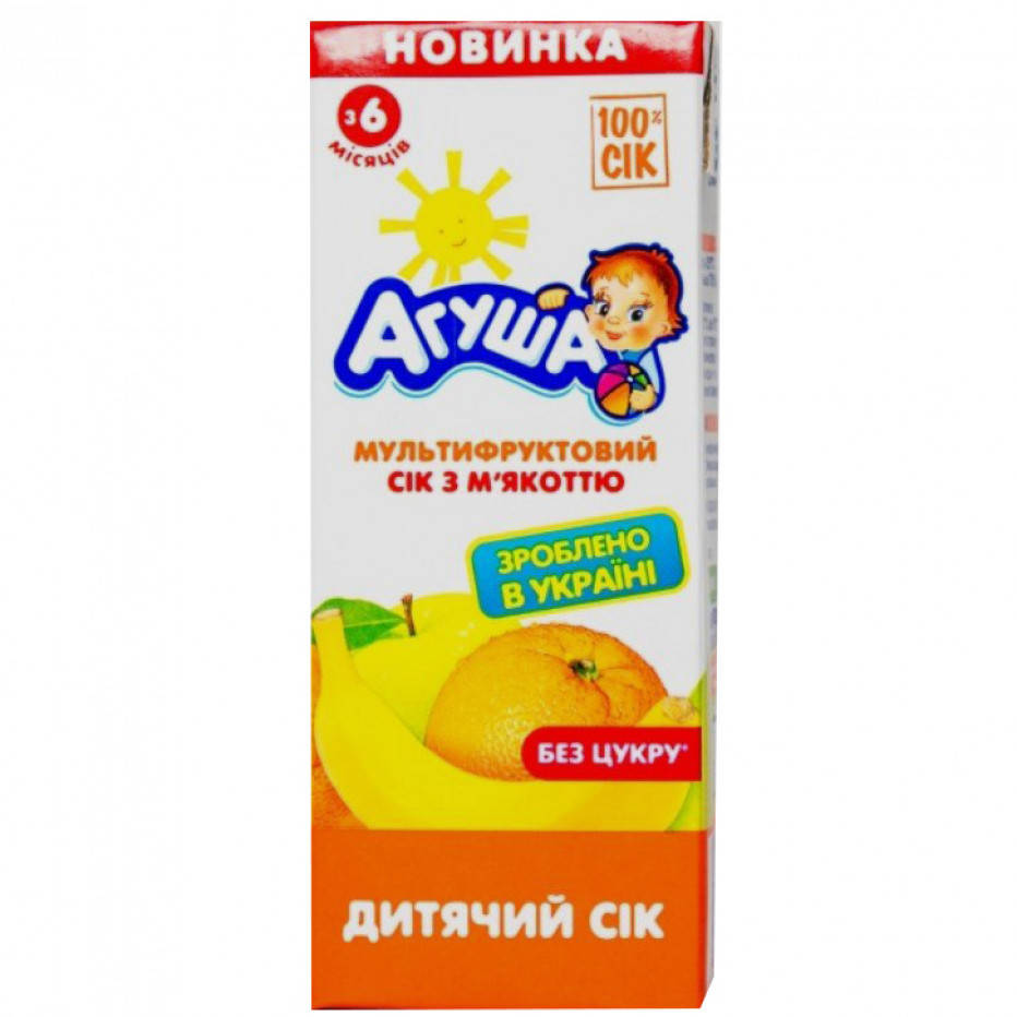 

Cок Агуша Slim мультифруктовый с мякотью от 6 месяцев 200 мл